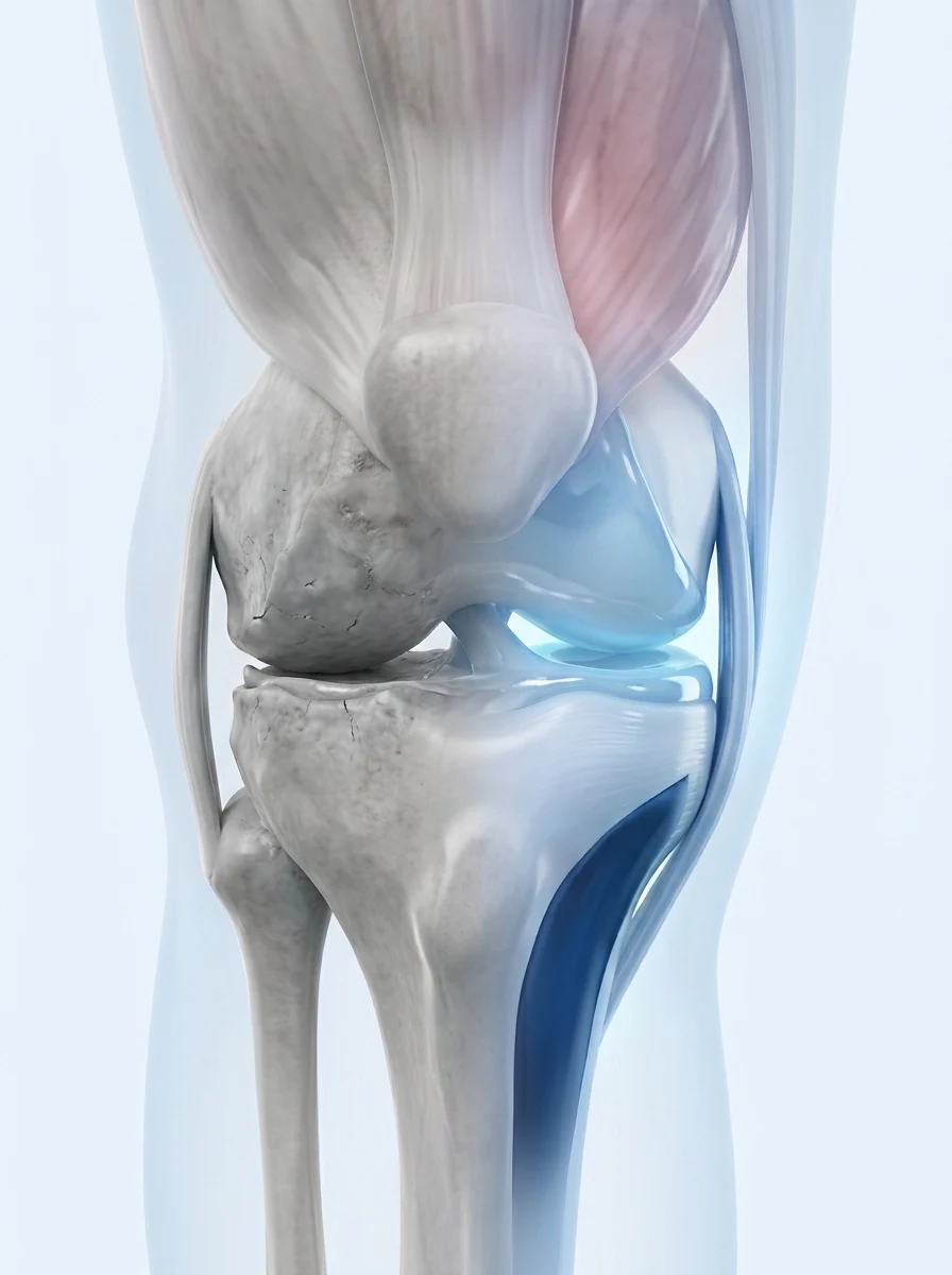 Knee joint with renewed, organized cartilage